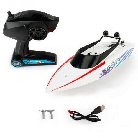 Barca cu telecomanda iUni RC Racing Boat Waterproof, Frecventa 2.4G, Alb